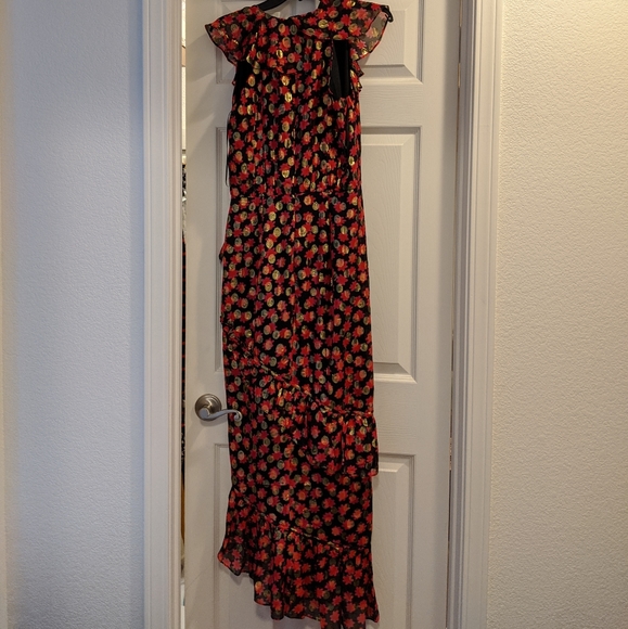 NWT Saloni Anita Ruffle Cocktail Dress Red Gold 6 - Picture 3 of 7